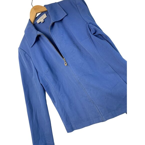 Vintage Y2K St. John Sport Blue Zip-Up Jacket M Stretch Woven 8107 Pockets USA - Picture 7 of 10